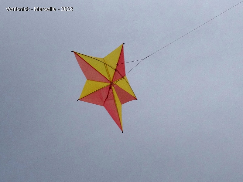 DSC03015.JPG - Jean-Pierre Ollive a reproduit un cerf-volant en papier et bambou à l'échelle 2. Les couleurs et leur répartition respectent celles du cerf-volant d'origine, ...