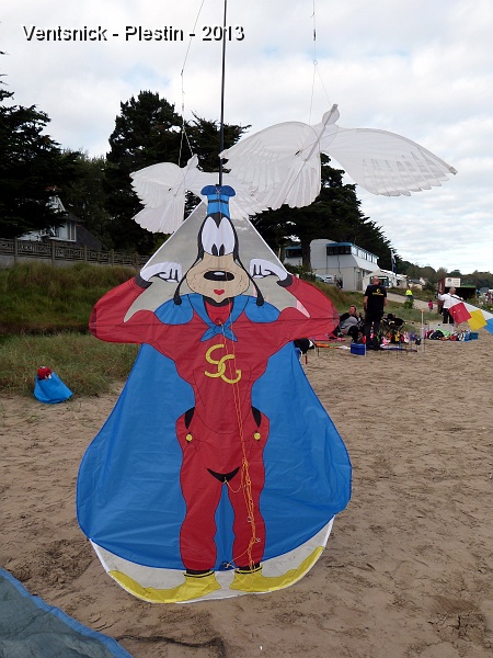 P1070330.jpg - Notre "Super Dingo" remportera le premier prix de l'élection du plus beau cerf-volant sur le thème des super héros.  Voici les cerfs-volants des autres participants ...